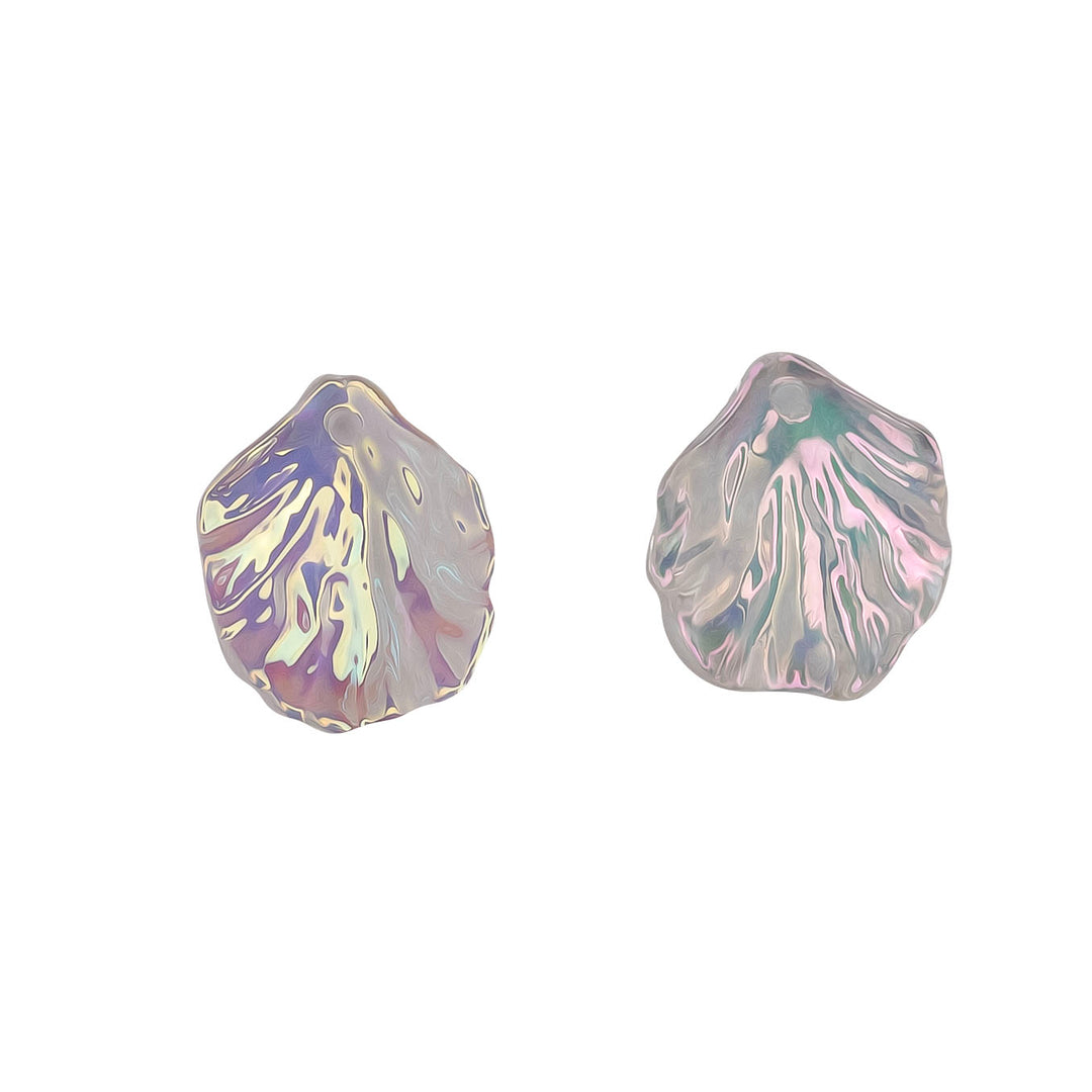 Transparent Rainbow Acrylic Pearl Shell With Hole  | Qty : 50pcs | PB193