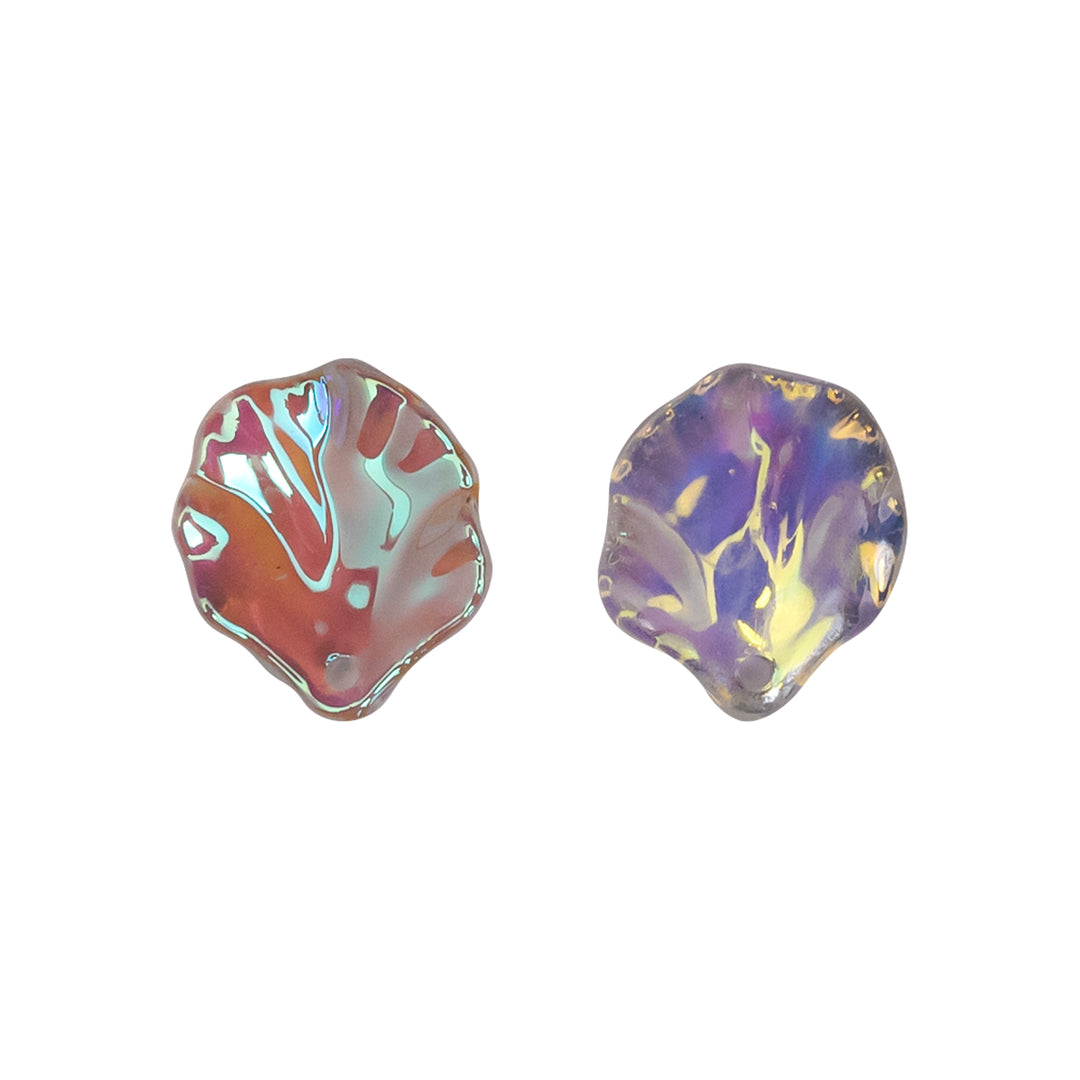 Transparent Rainbow Acrylic Pearl Shell With Hole  | Qty : 50pcs | PB193