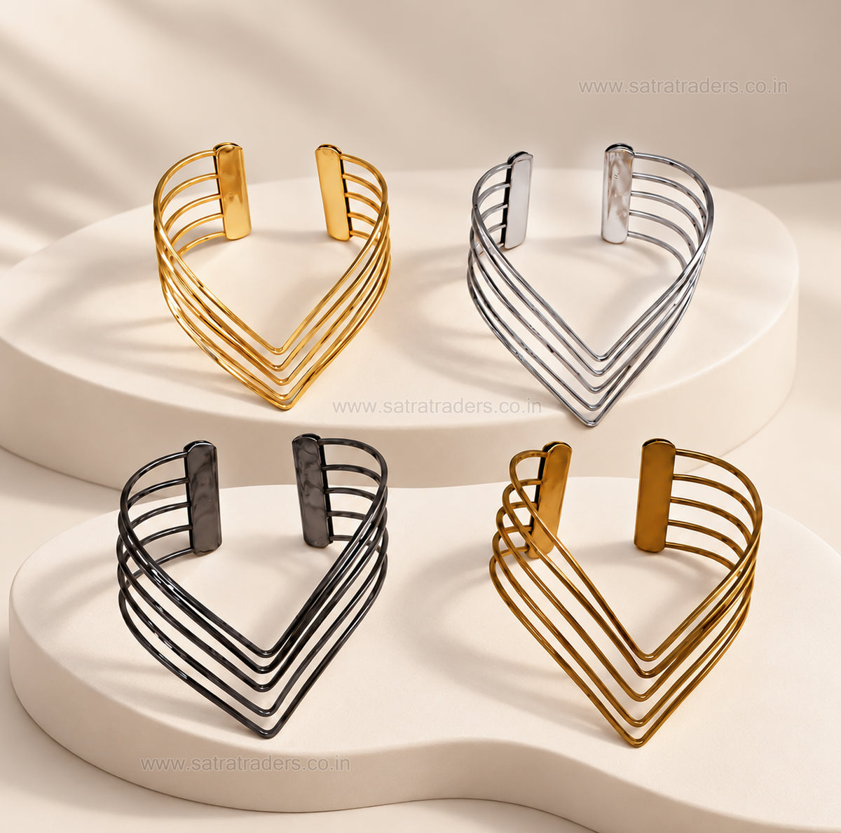 Multi-Layer V-Shape MS Iron Kada | 1pc | K100