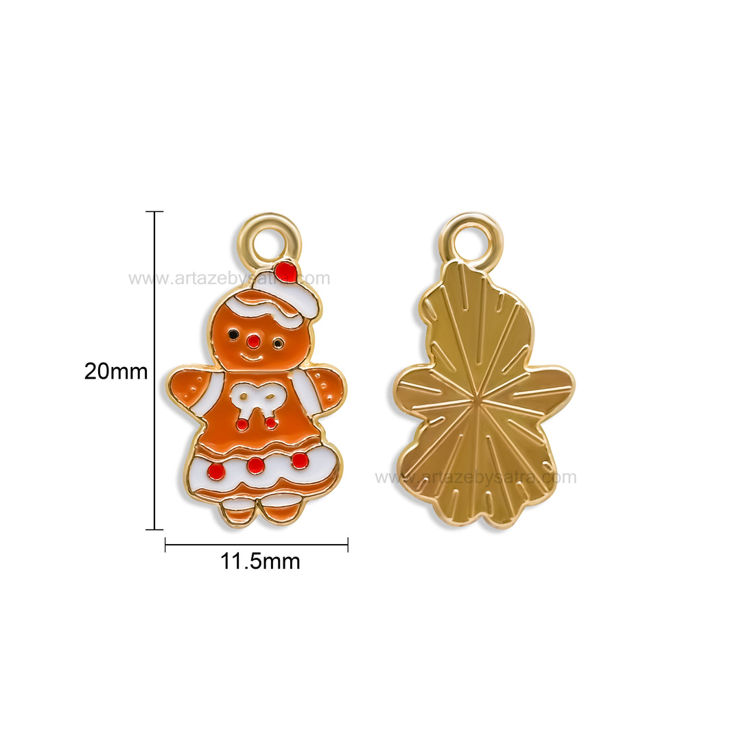 Gingerbread Christmas Enamel Charms | Size : 20mm | Qty : 10pcs