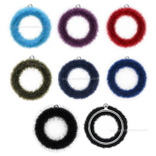 Fuzzy Fur Ring Pendant with Loop | Size : 28mm | Qty : 20pcs
