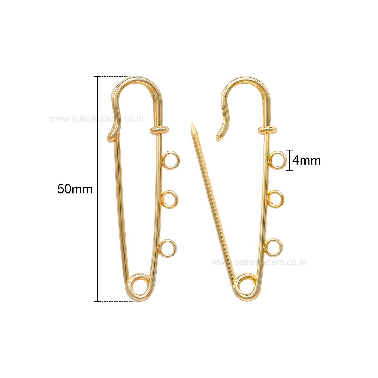 Safety Brooches Pins with 3 Loops |  Qty : 6pcs | BP11