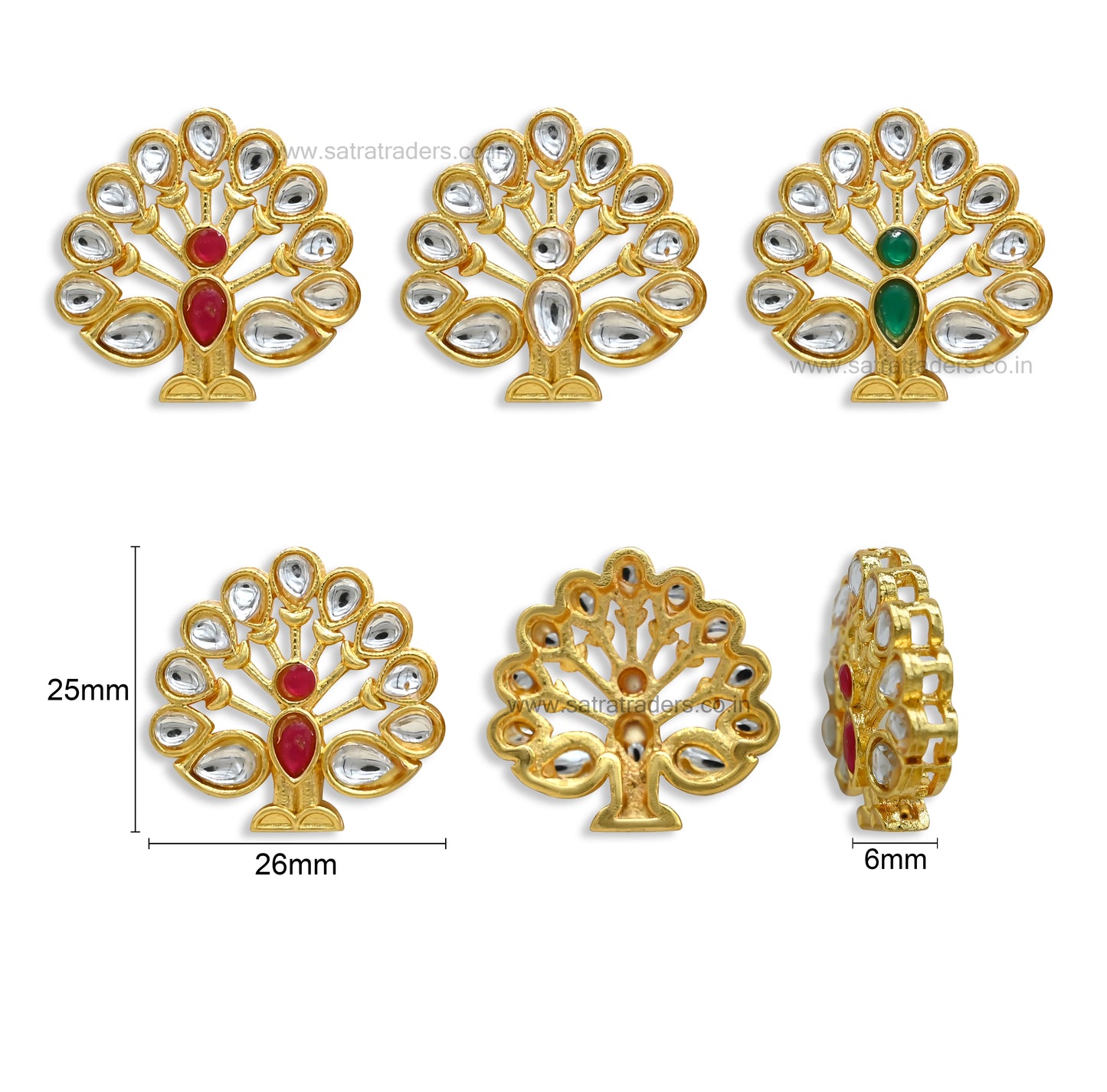 Meenakari Kundan Beads | Size : 25mm | Qty : 12pcs | MKB112