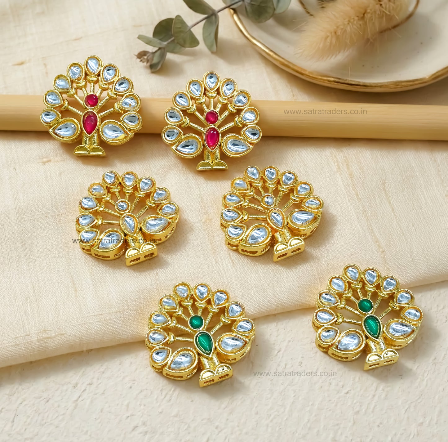 Meenakari Kundan Beads | Size : 25mm | Qty : 12pcs | MKB112