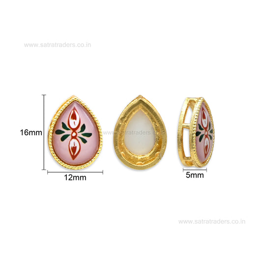 Teardrop Meenakari Beads | Size : 16mm | Qty : 12pcs | MKB115