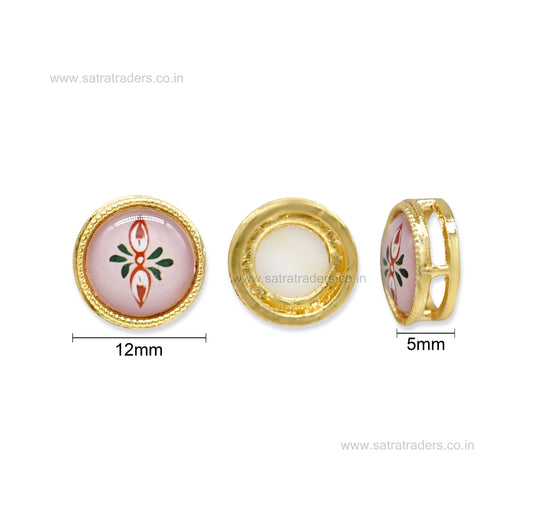 Round Floral Meenakari Beads | Size : 12mm | Qty : 12pcs | MKB116