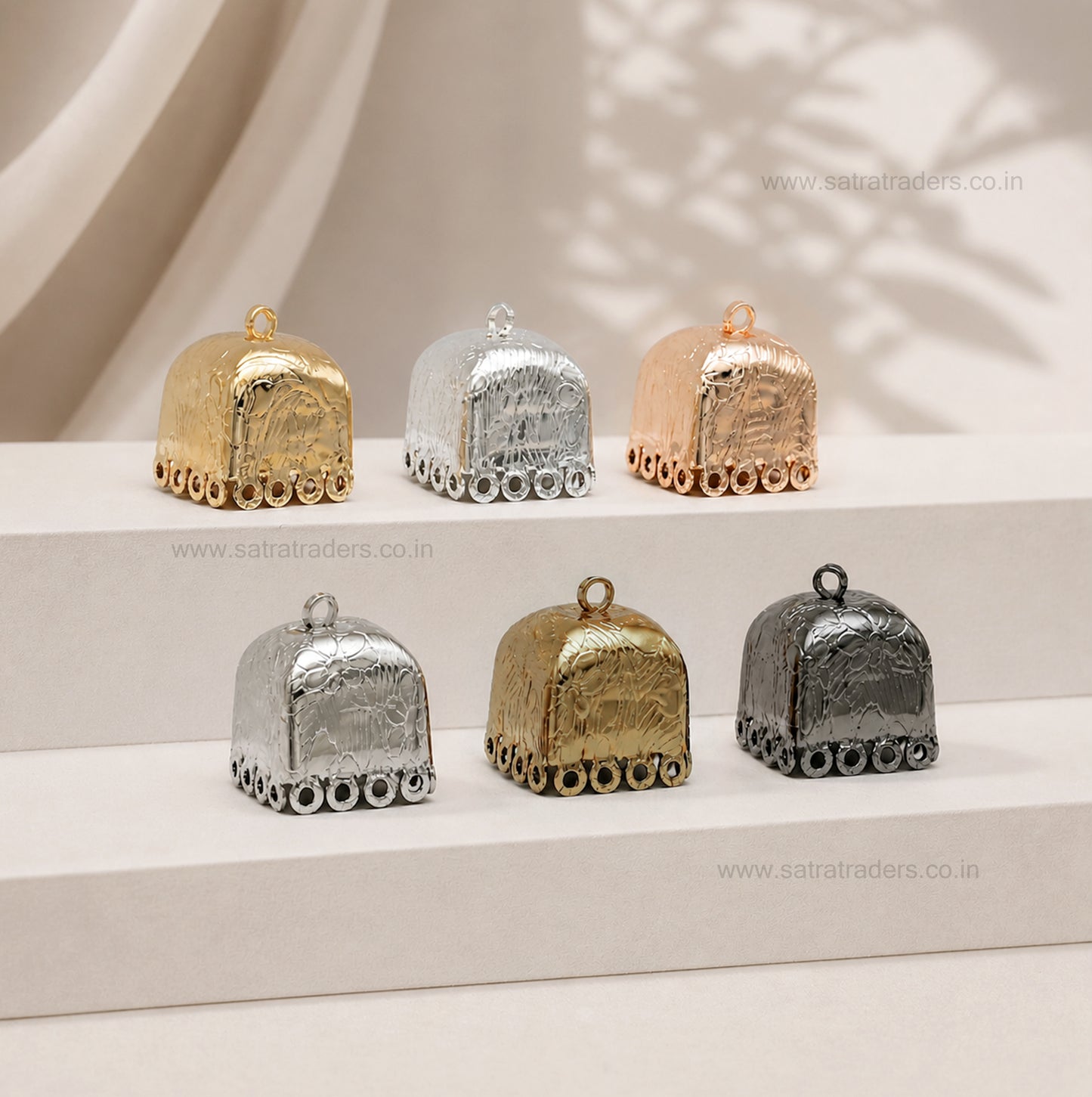 Square Floral Jhumki | Size : 20mm | Qty : 6pcs-3pair | EF90