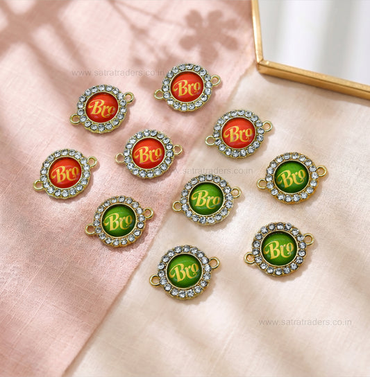 Bro Designer Stone Rakhi Connector Meenakari Beads | Size : 16mm | Qty : 12pcs | MKB117