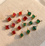 Square Shape Glass Beads with Brass Loop | Qty : 100pcs | Size : 9mm | GB82