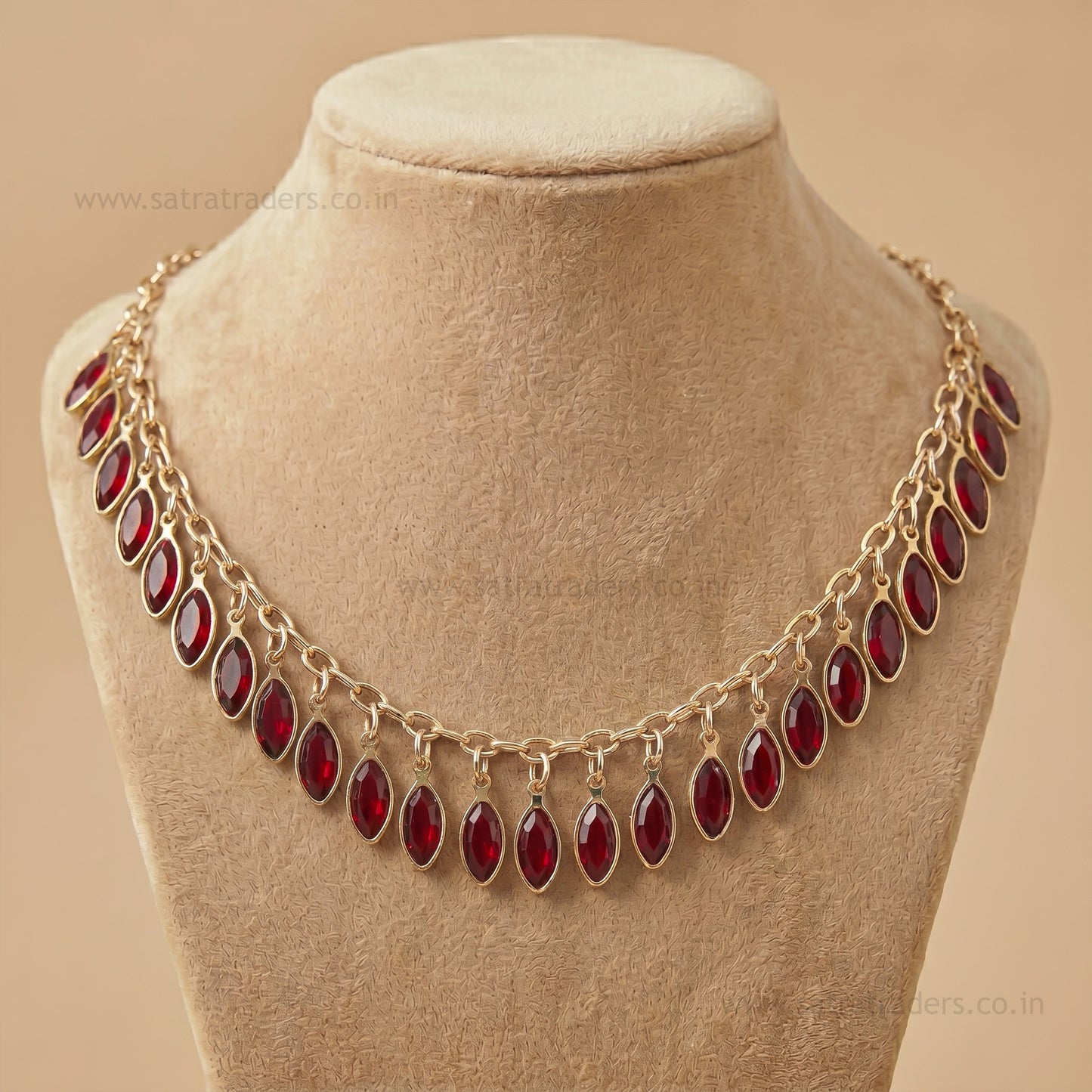 Marquise Glass Charms Gold Chain Necklace | Qty : 1pc