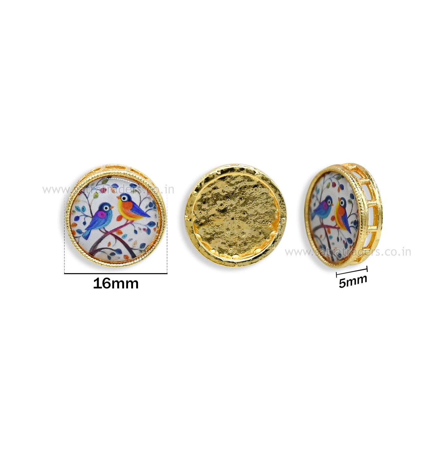 Meenakari Love Birds Designer Beads | Size : 16mm | Qty : 12pcs | MKB119