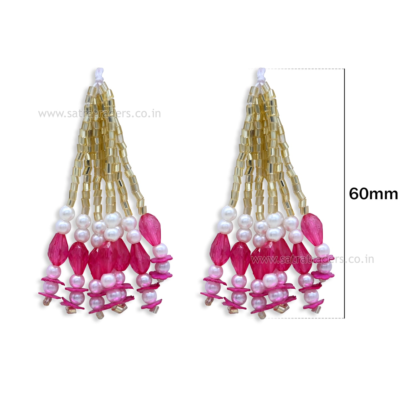 Pearl & Acrylic Bead Hanging Tassels | Size : 60mm | Qty : 10pcs | T25