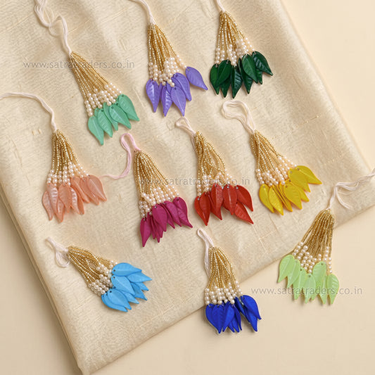Pearl & Acrylic Leaf Hanging Tassels | Size : 80mm | Qty : 10pcs | T17
