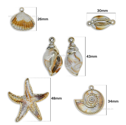 Ocean-Inspired Gold Plated Charms | Qty : 5pcs