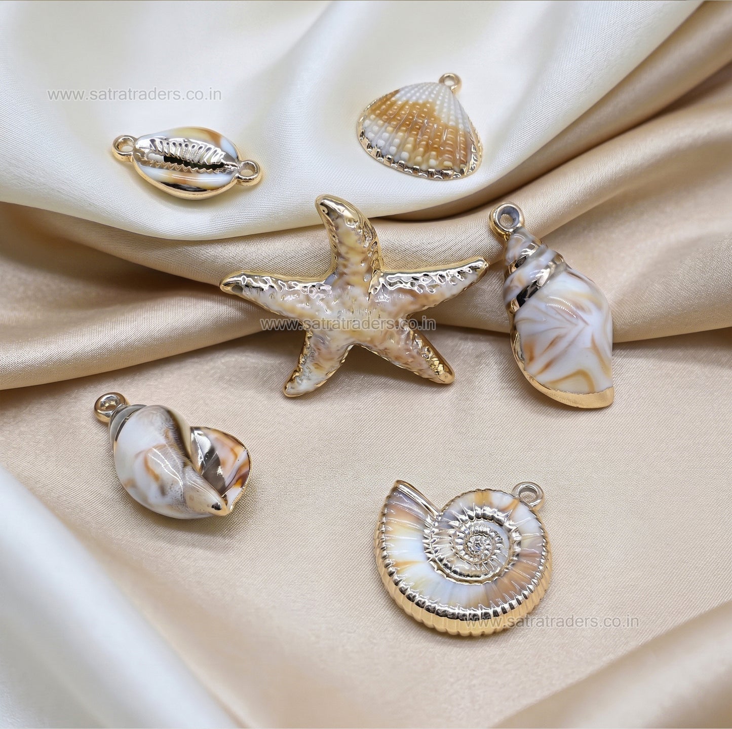 Ocean-Inspired Gold Plated Charms | Qty : 5pcs