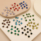 Square Shape Glass Beads with Brass Loop | Qty : 100pcs | Size : 9mm | GB82