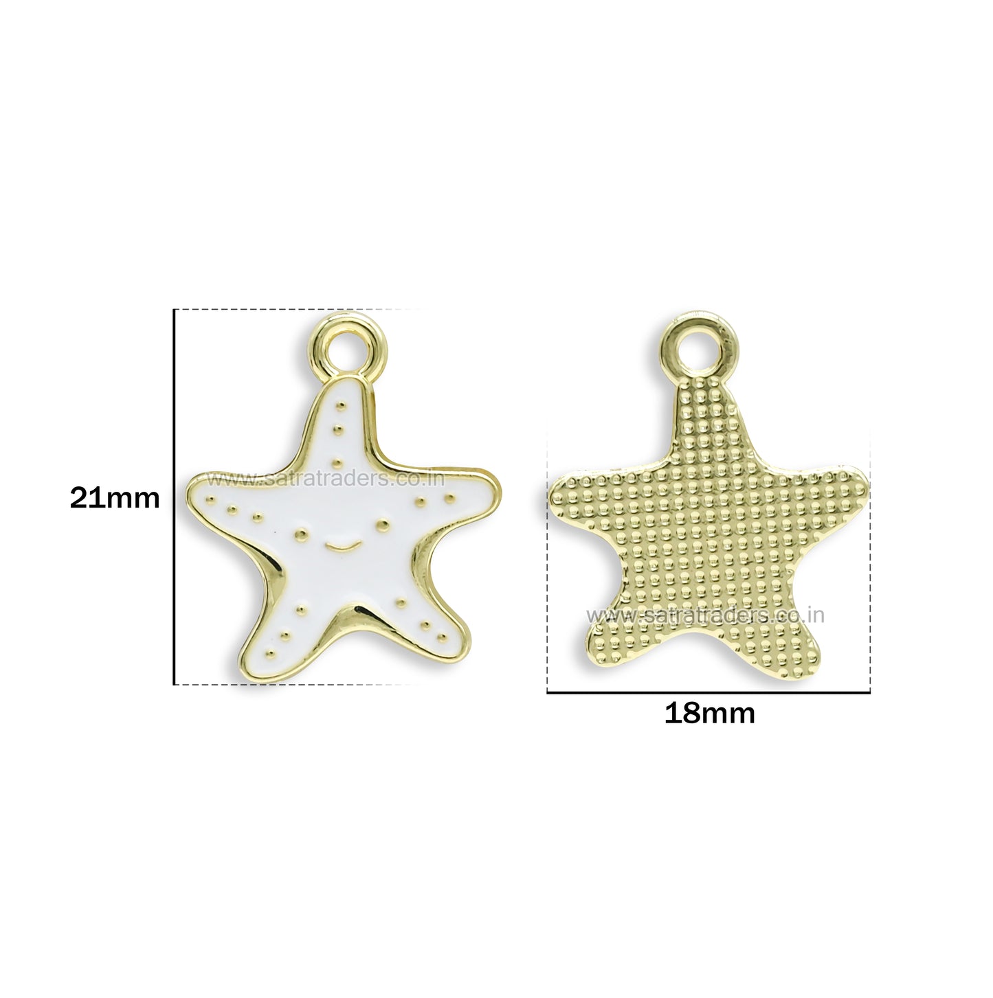 Cute Smiling Starfish Enamel Charms | Size : 21mm | Qty : 10pcs | CHE167