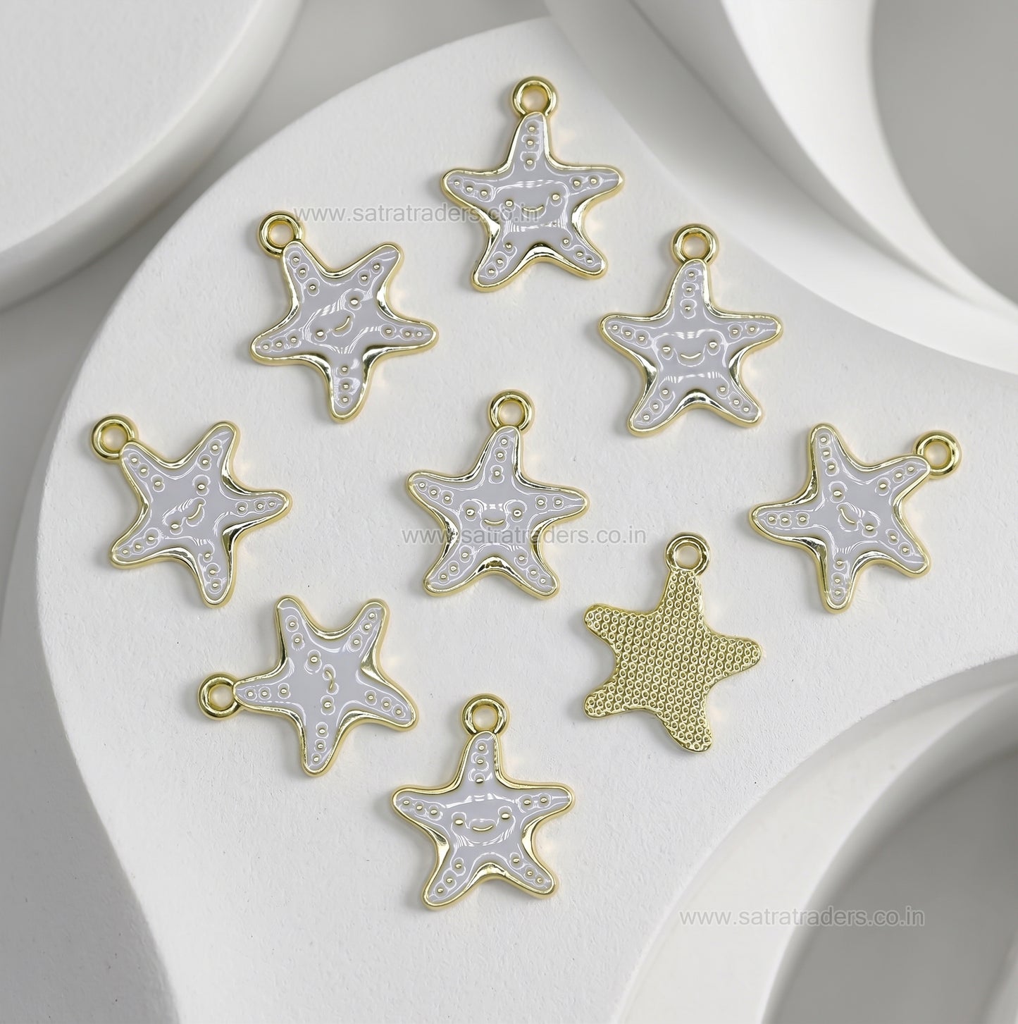 Cute Smiling Starfish Enamel Charms | Size : 21mm | Qty : 10pcs | CHE167