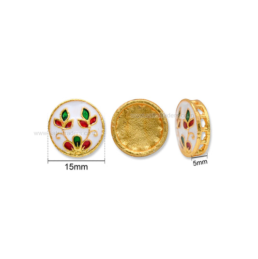 Meenakari Floral Round Spacer Bead | Size : 15mm | Qty : 12pcs | MKB125