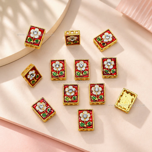 Meenakari Flower Spacer Bead | Size : 13mm | Qty : 12pcs | MKB124