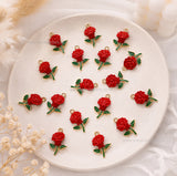 Red Rose Flower Charm Pendant | Size : 19mm | Qty : 1pc | CHE180