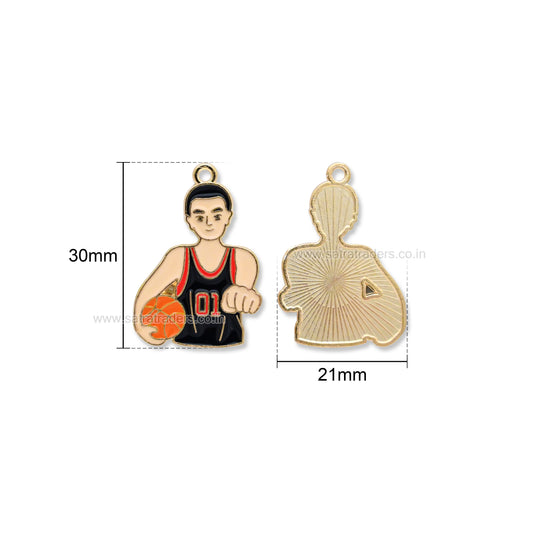 Basketball Player Enamel Charm | Size : 30mm | Qty : 10pcs | CHE206
