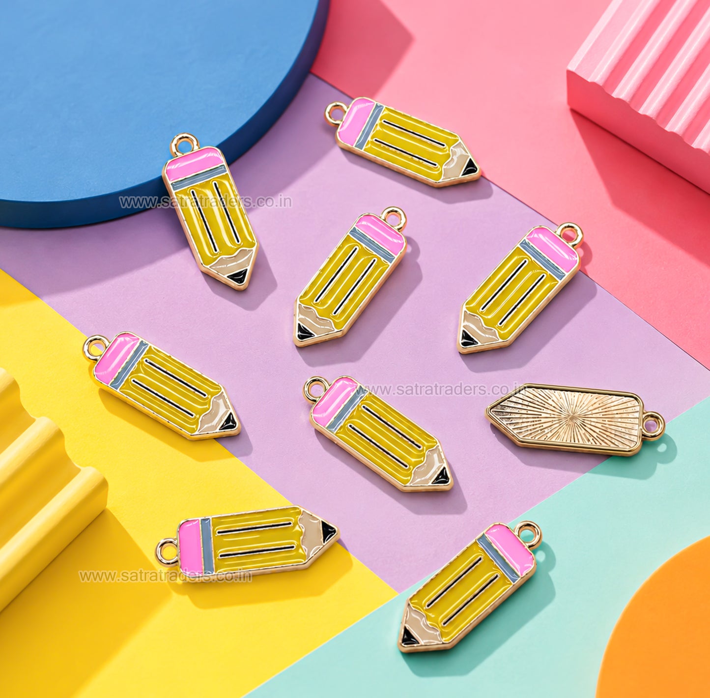 Yellow Pencil Enamel Charm | Size : 25mm | Qty : 10pcs | CHE207