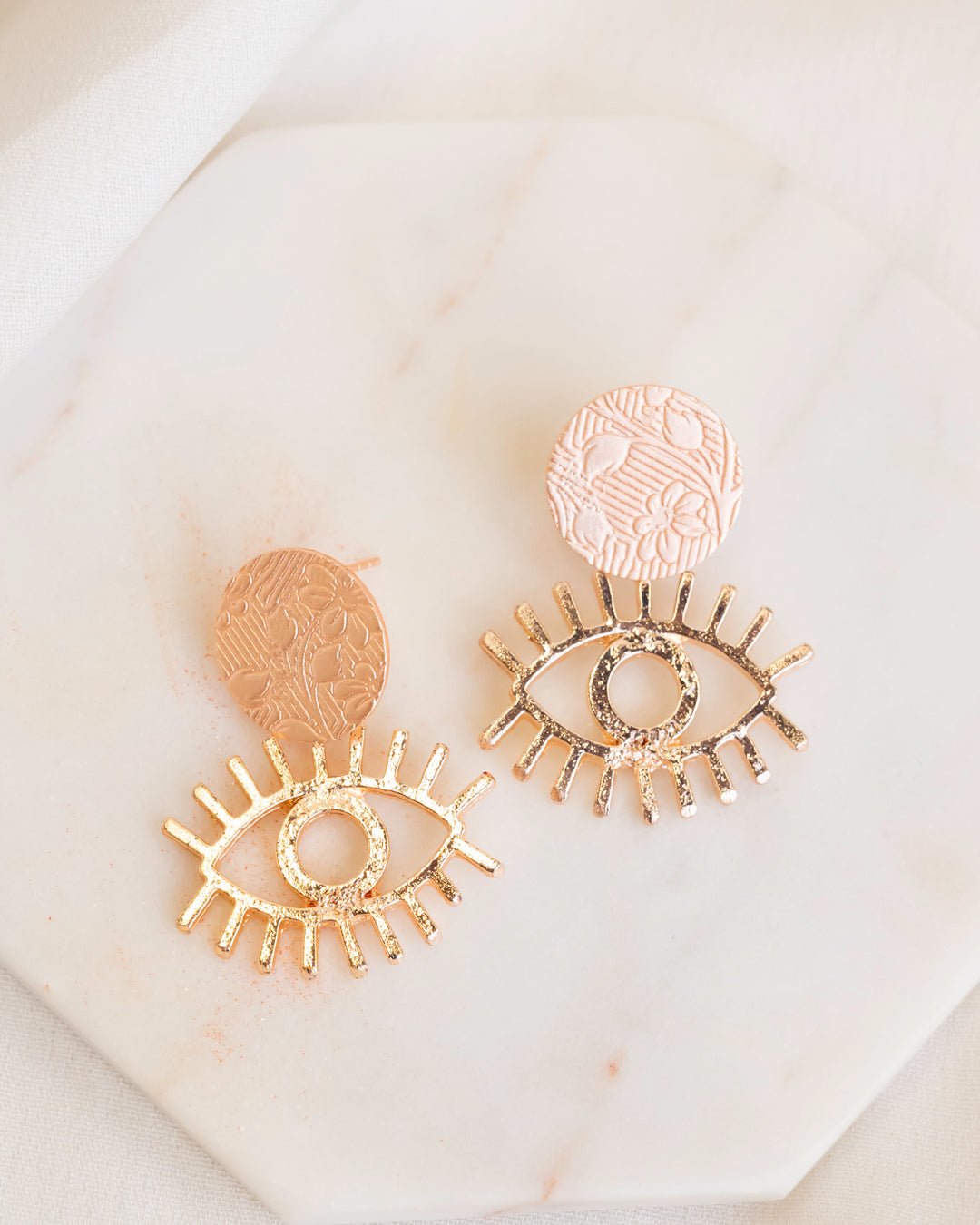 Floral Round Matt Base Earring Stud | Size : 15mm | 6pcs | EF33