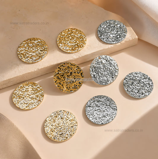Alloy Textured Charm | Size : 28mm | Qty : 6pcs | CHE226