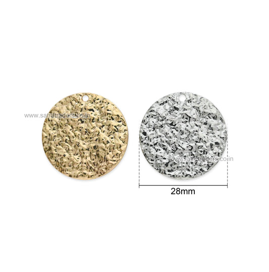 Alloy Textured Charm | Size : 28mm | Qty : 6pcs | CHE226