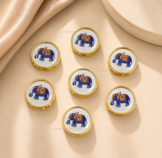 Meenakari Elephant Beads | Size : 16mm | Qty : 12pcs | MKB122