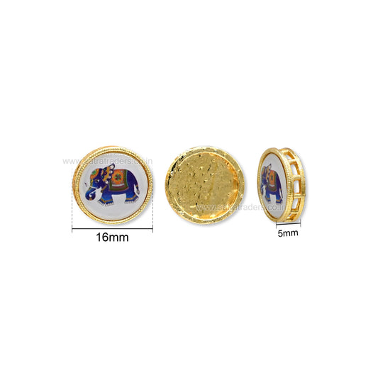 Meenakari Elephant Beads | Size : 16mm | Qty : 12pcs | MKB122