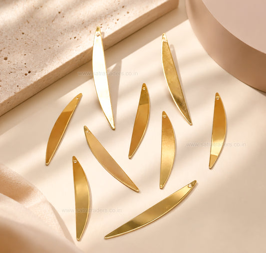 18k Gold Plated Curved Metal Charm | Size : 50mm | Qty : 2pcs | BC21