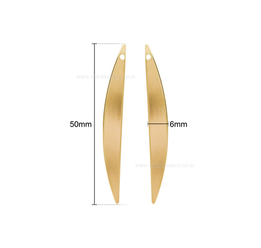 18k Gold Plated Curved Metal Charm | Size : 50mm | Qty : 2pcs | BC21