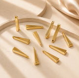 18k Gold Plated Brass Long Triangle Spike Charm | Size : 22mm | Qty : 2pcs | BC17