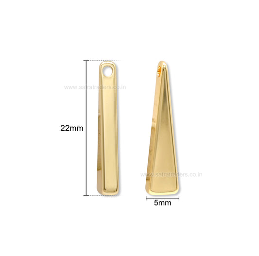 18k Gold Plated Brass Long Triangle Spike Charm | Size : 22mm | Qty : 2pcs | BC17
