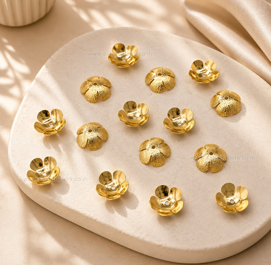 18K Gold Plated Brass Flower Charm | Size : 16mm | Qty : 2pcs | BC18