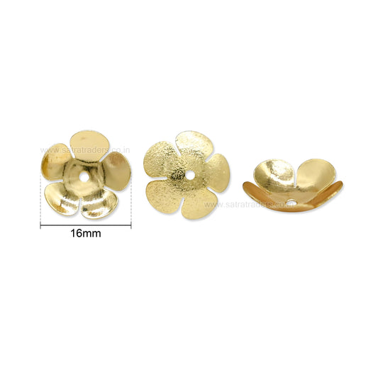 18K Gold Plated Brass Flower Charm | Size : 16mm | Qty : 2pcs | BC18