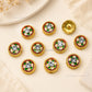 Round Floral Meenakari Bead with Rhinestone | Size : 13mm | Qty : 12pcs | MKB129