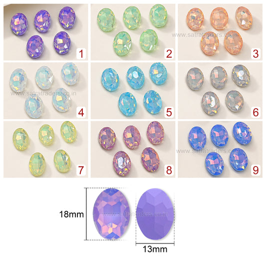 Oval Opaque Flatback Glass Stones  | Qty : 20pcs | Size : 13X18mm | GB86