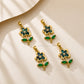 Abalone Flower & Emerald Leaf Anti-Tarnish Charm | Size : 25mm | Qty : 1pc