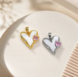 Pink Gemstone Heart MOP Anti-Tarnish Charm | Size : 21mm | Qty : 1pc