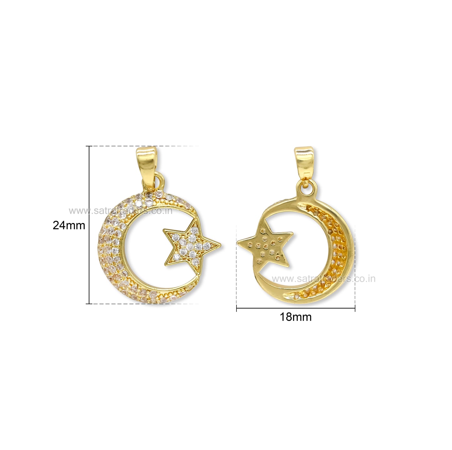 Moon & Star Anti-Tarnish Charm | Size : 24mm | Qty : 1pc