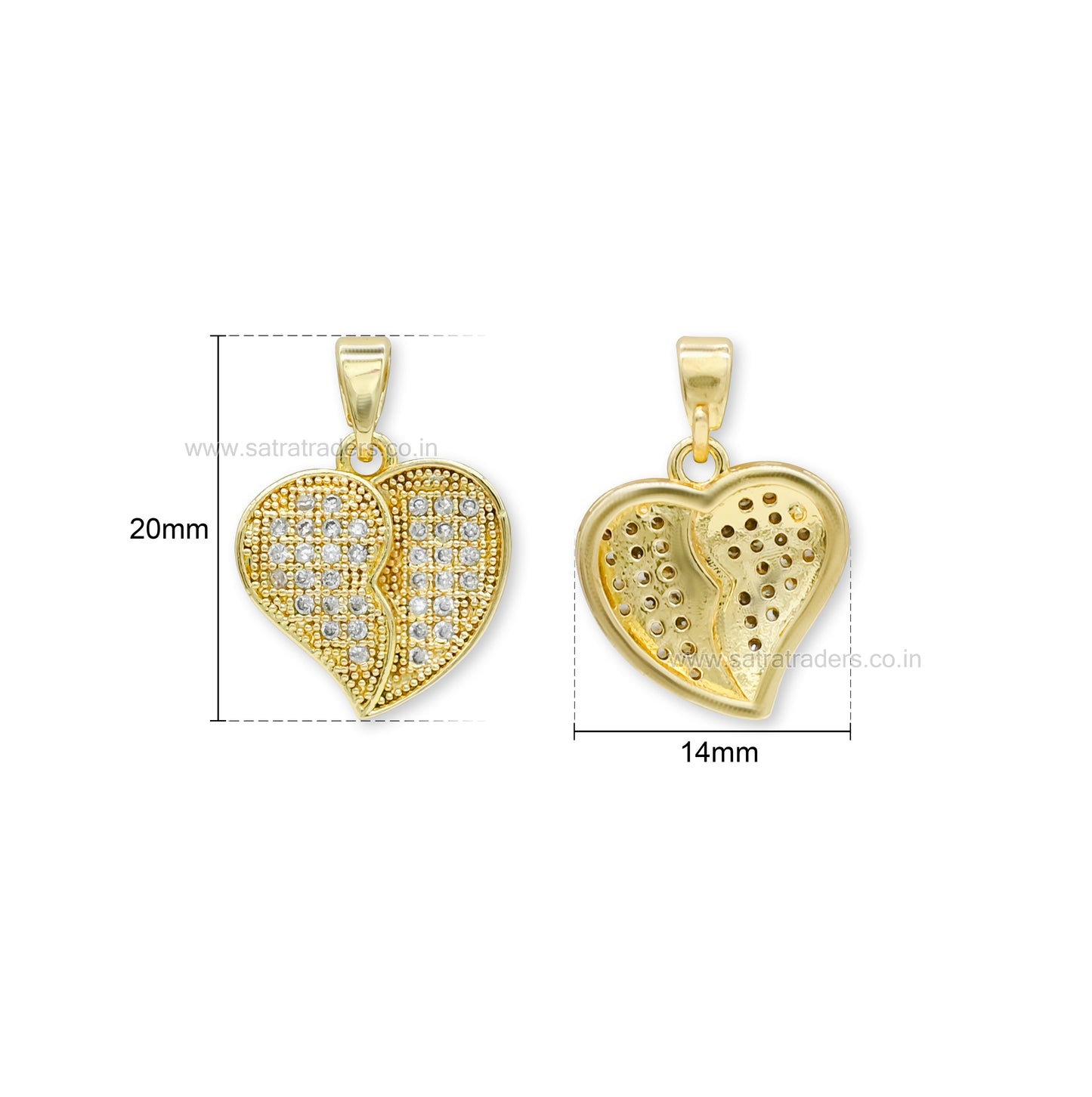 Heart Pave Anti-Tarnish Charm | Size : 20mm | Qty : 1pc