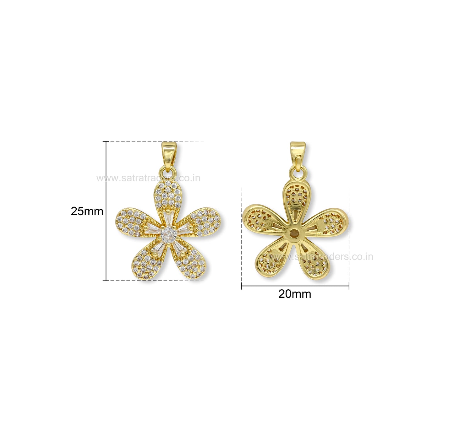 Crystal Flower Anti-Tarnish Charm | Size : 25mm | Qty : 1pc