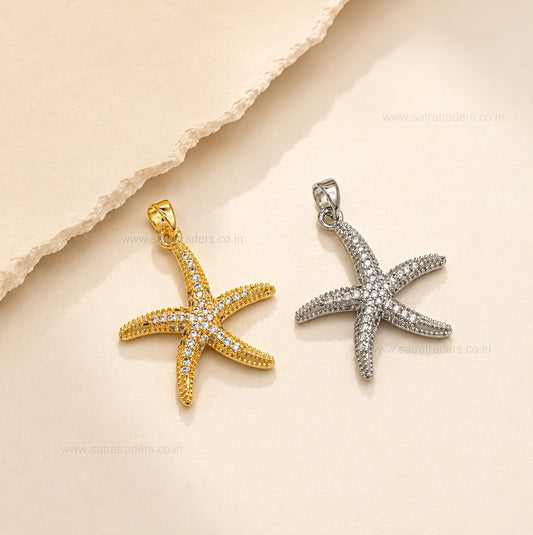 Pave Crystal Starfish Anti-Tarnish Charm | Size : 30mm | Qty : 1pc | CHL177
