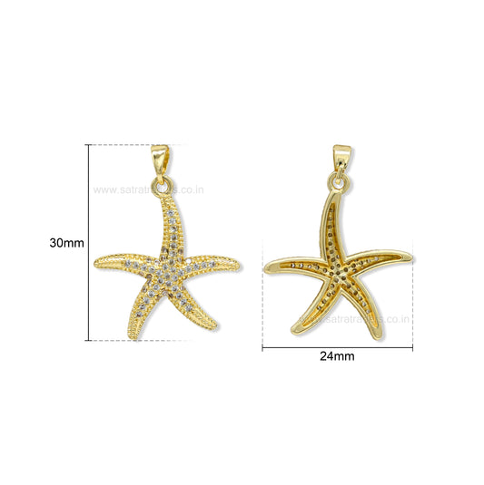 Pave Crystal Starfish Anti-Tarnish Charm | Size : 30mm | Qty : 1pc | CHL177