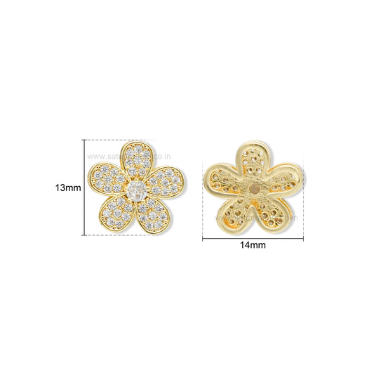 Pave Crystal Flower Anti-Tarnish Charm | Size : 13mm | Qty : 1pc | CHL178