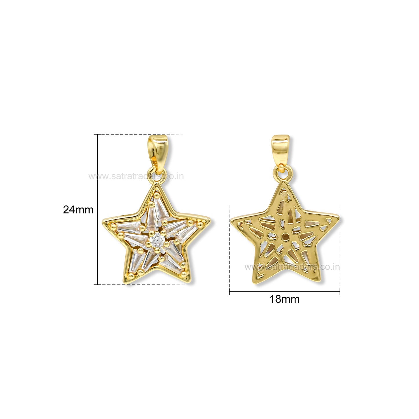 Crystal Star Burst Anti-Tarnish Charm | Size : 24mm | Qty : 1pc | CHL190