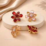 High Quality Ruby Floral Brass Connector Charm | Size : 26mm | Qty : 1pc | BC22